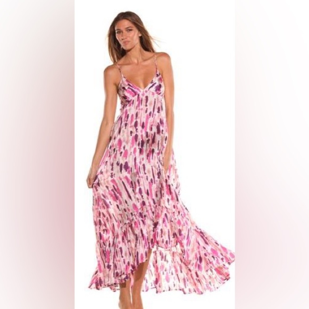 ALEXIS, Printed high low gown, Tie dye spots, S